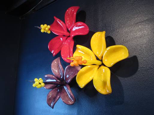 Blown Glass Hibiscus Flower by Samuel Decker